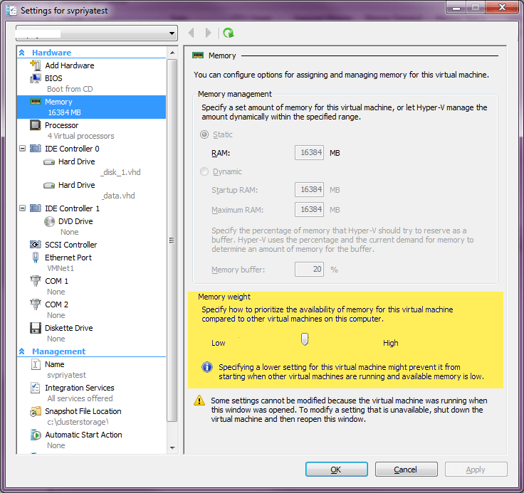 Dynamic Memory Weight