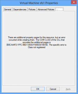 Failover Cluster Manager Advanced Policies COM Error