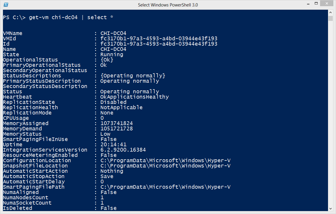 hyper-v cmdlet get vm default