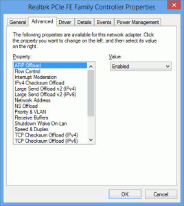 Network Adapter Advanced Settings