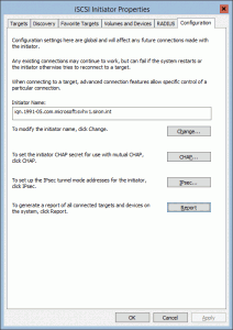 iSCSI Configuration Tab