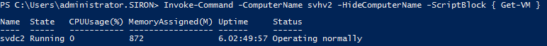 Invoked Get-VM with -HideComputerName