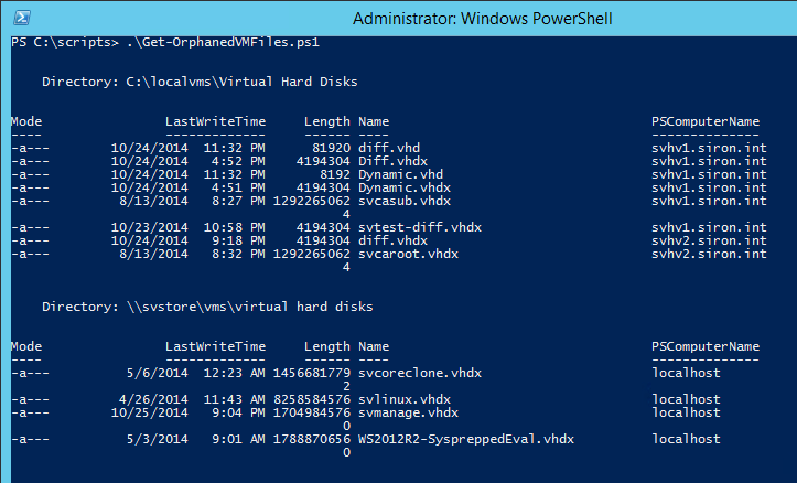Get-OrphanedVMFiles Screenshost