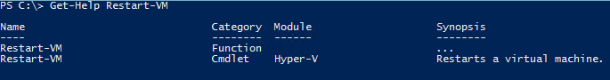 Get-Help Restart-VM Output