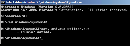 Add utilman.exe to windows server 2012 R2 core