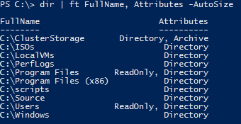 dir Attributes Table