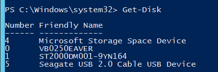 Get-Disk with USB