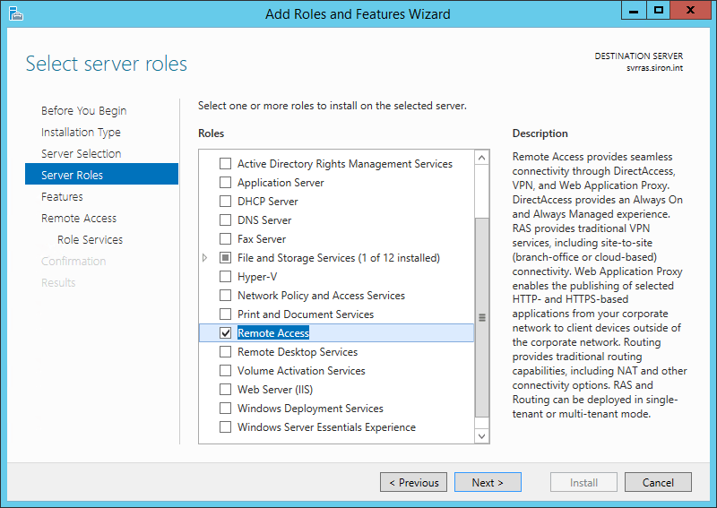 RRAS Server Role