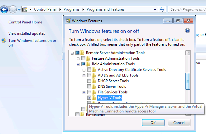 how to install hyper-v management tools windows 10
