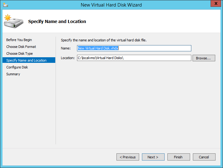 New VHD Name and Location