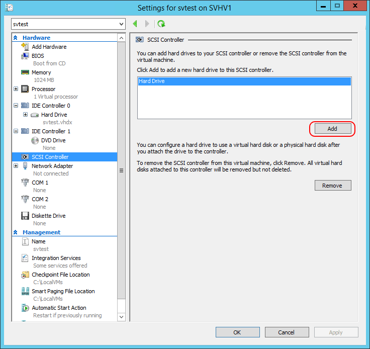 Add VHD to SCSI