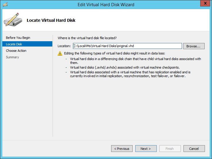Convert VHD: Locate Disk