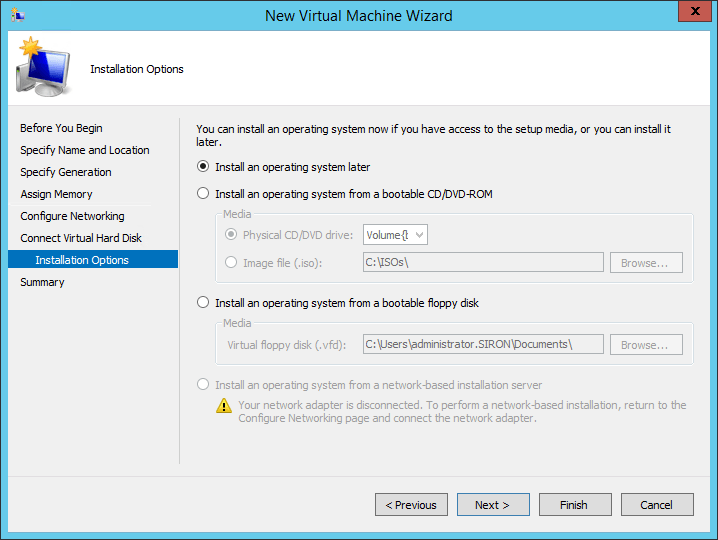 New VM: Installation Options