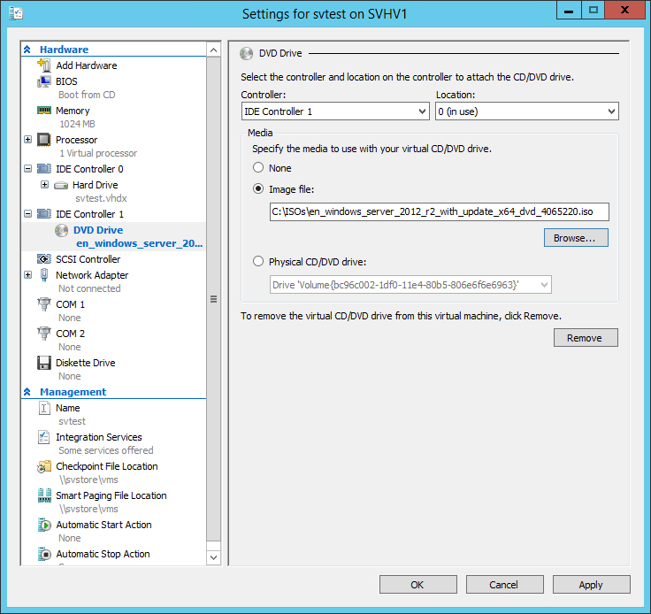 ISO Selection in VM Settings