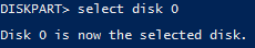 DISKPART select disk