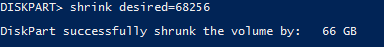 DISKPART shrink