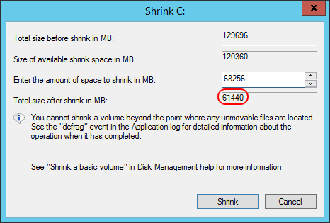 Shrink Dialog