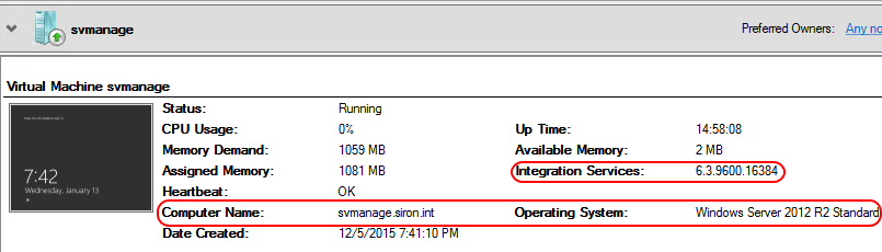 KVP in Failover Cluster Manager