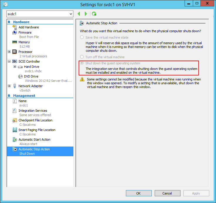 Automatic Stop Action for Domain Controllers