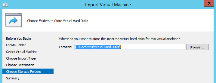 Import Target Virtual Disk Locations