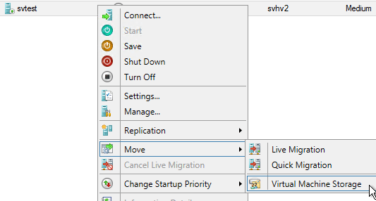 Starting Failover Cluster Storage Live Migration