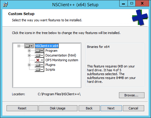 NSClient Custom Options