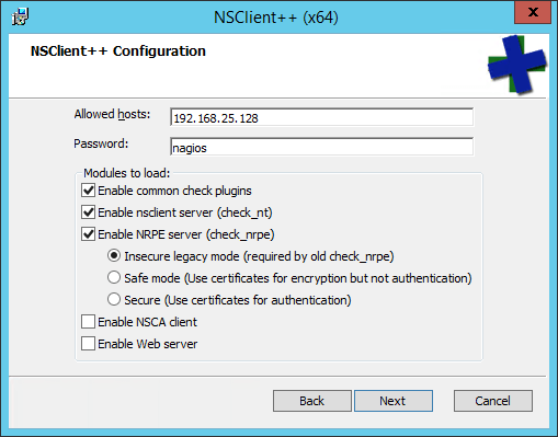 NSClient++ Configuration