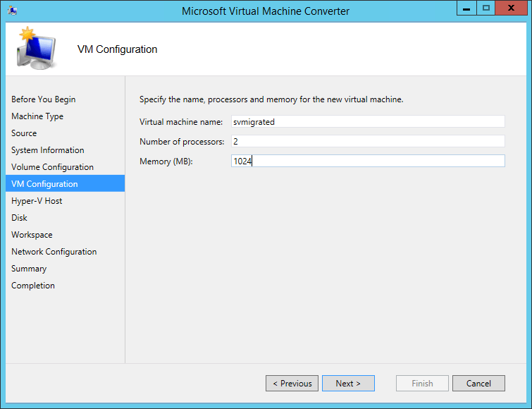 MVMC Target VM Specifications