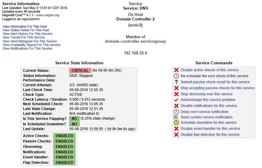 Nagios Service Detail