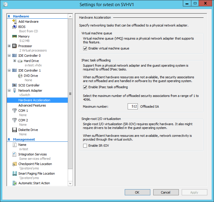 Virtual Network Adapter Acceleration Page