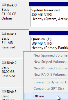 Offlining a Disk