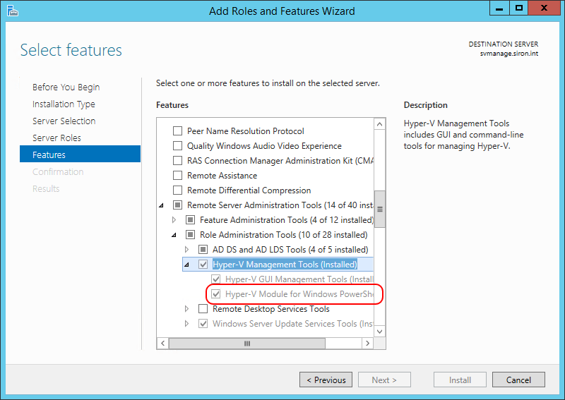 Server Hyper-V PowerShell Module