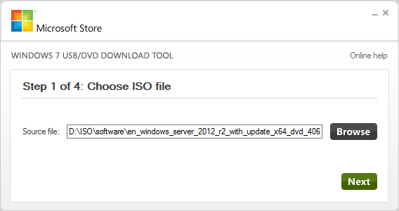 Windows USB Tool ISO Selection