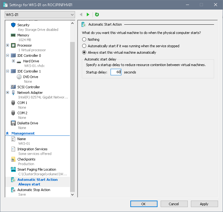 Configure Start Order Priority for Hyper-V Clustered VMs