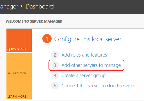 Server Manager Add Servers Link