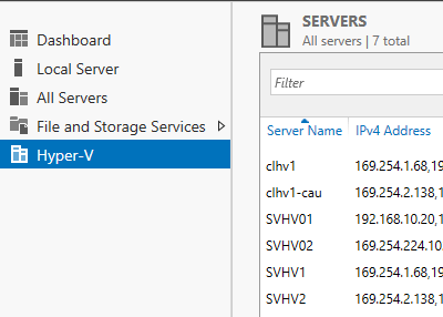 Server Manager Hyper-V Systems