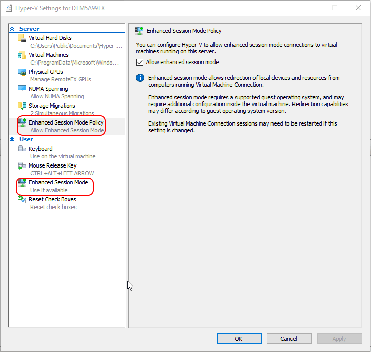 Enhanced Session Mode Configuration