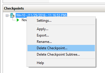 Delete Checkpoint in Client Hyper-V