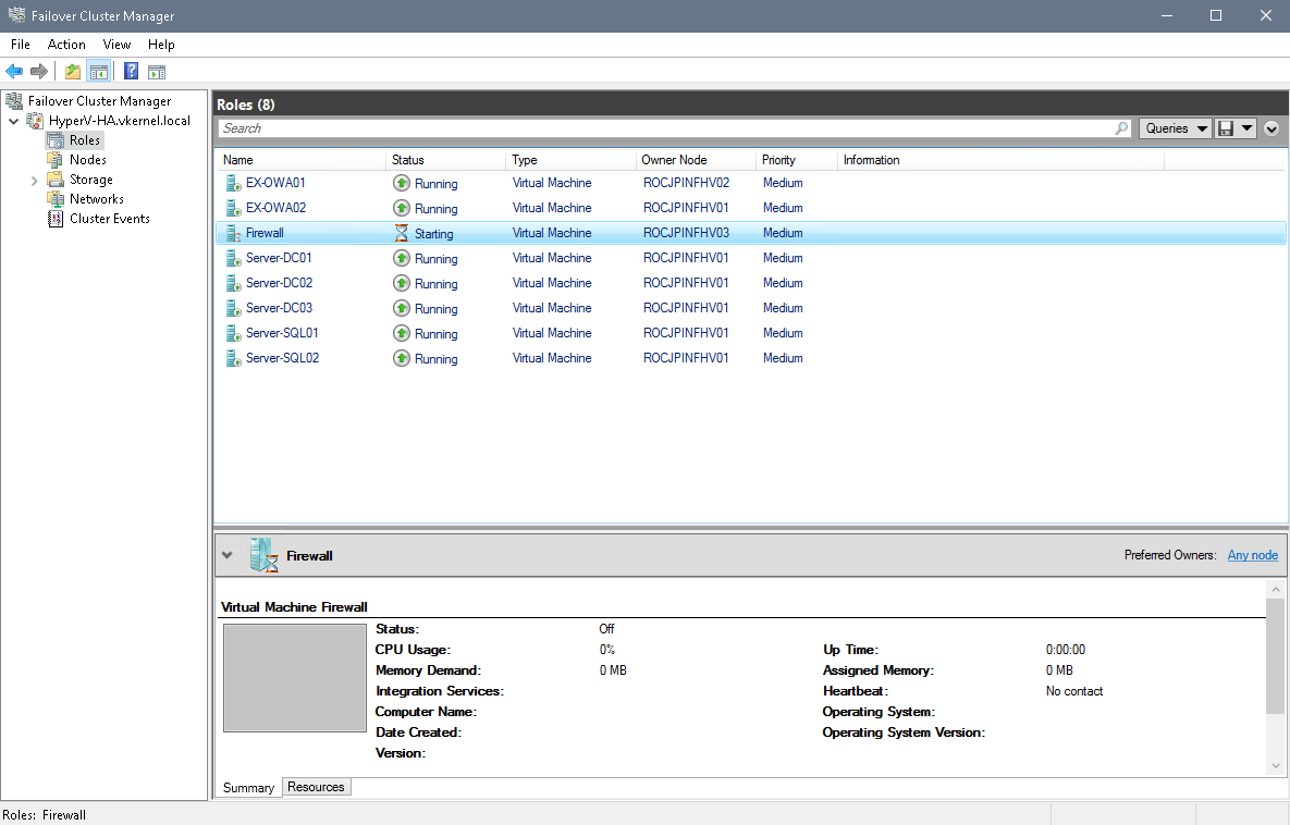 Configure Start Order Priority for Hyper-V Clustered VMs