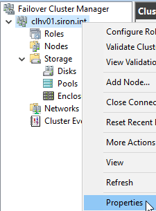 Cluster Properties Menu