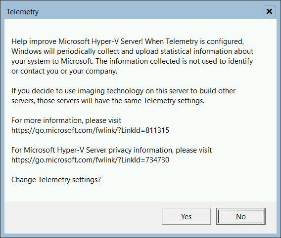 Telemetry Information Dialog