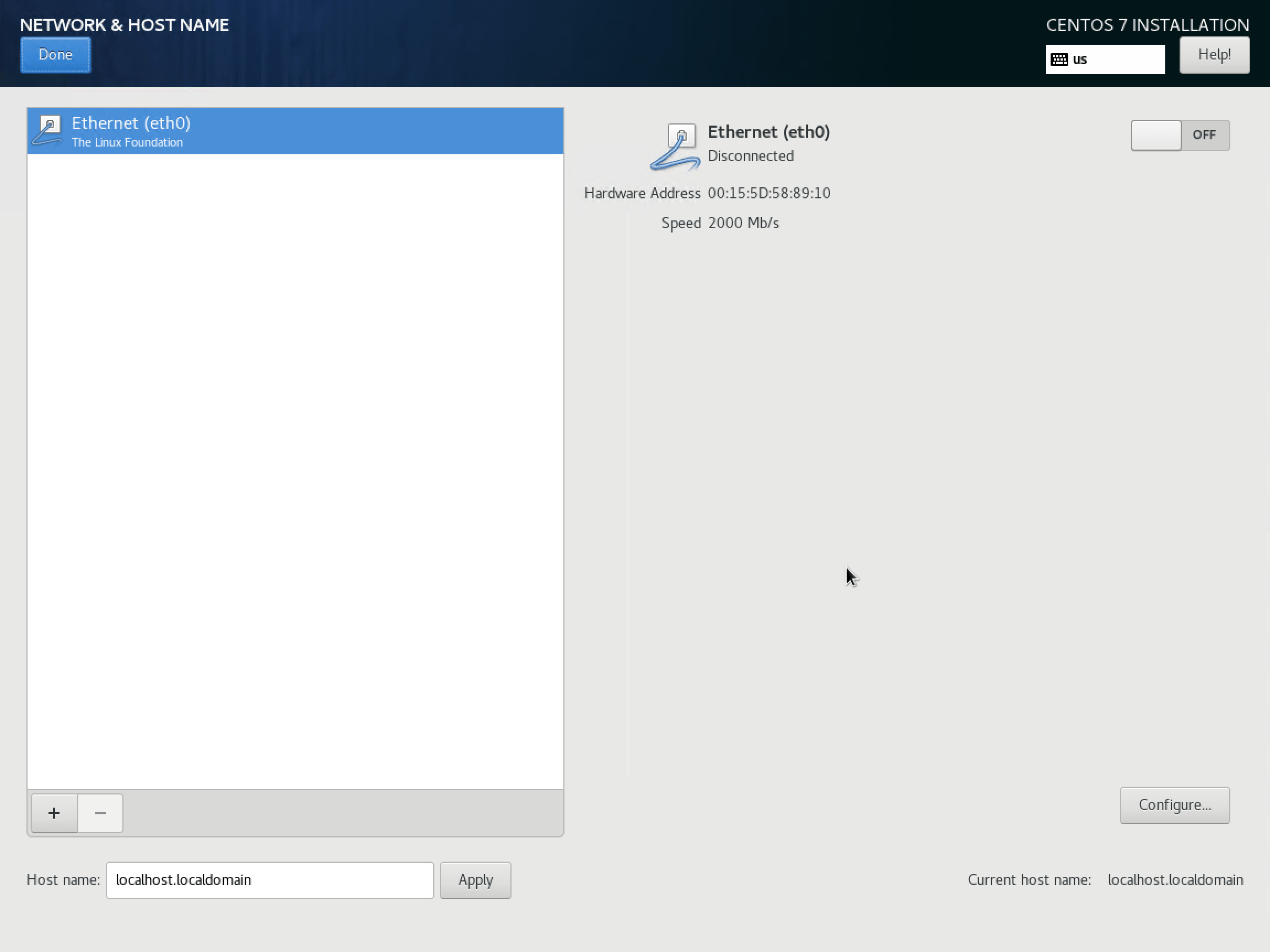 CentOS network and host name