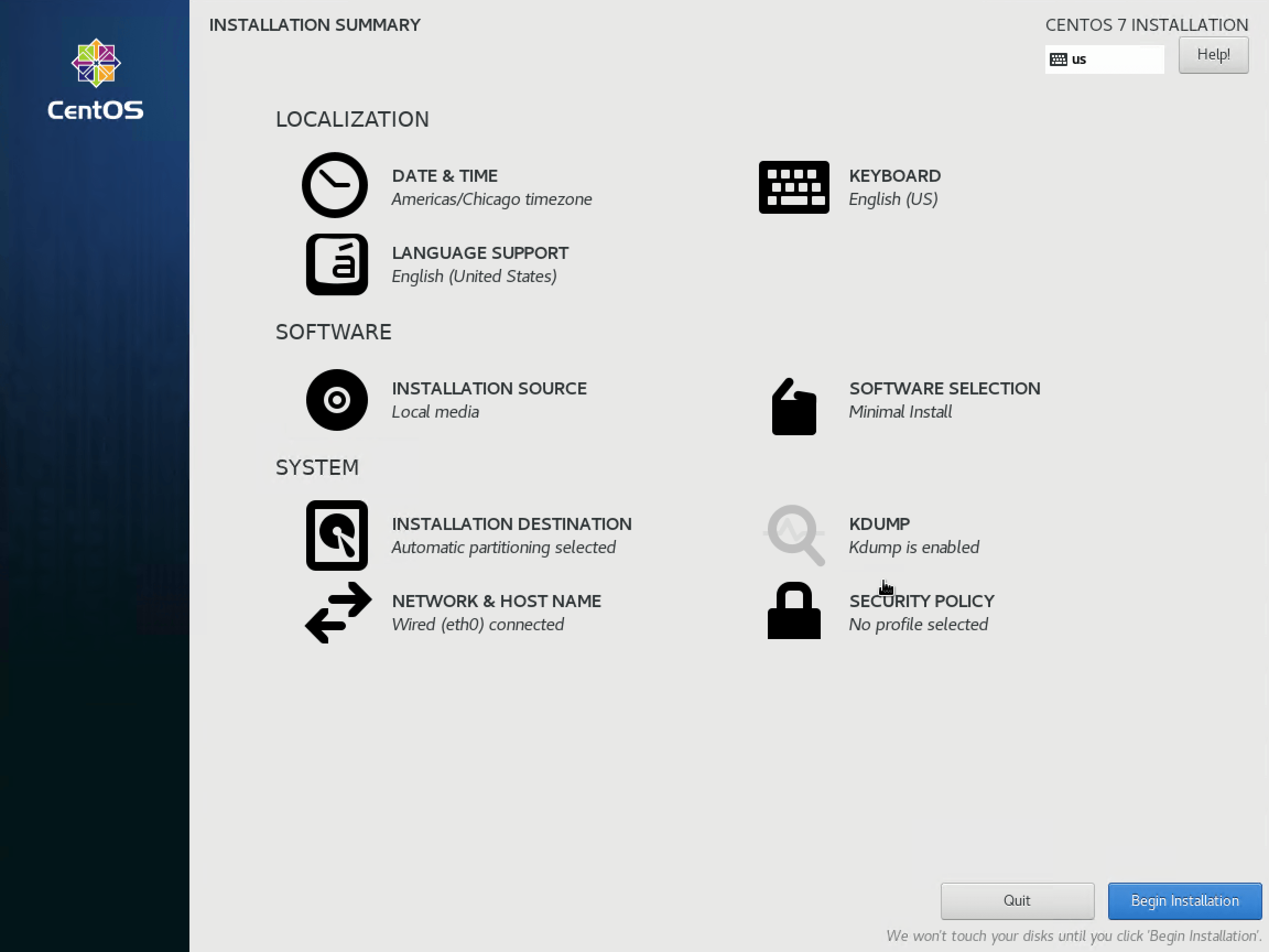 installation summary