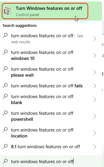 Windows Features on or off