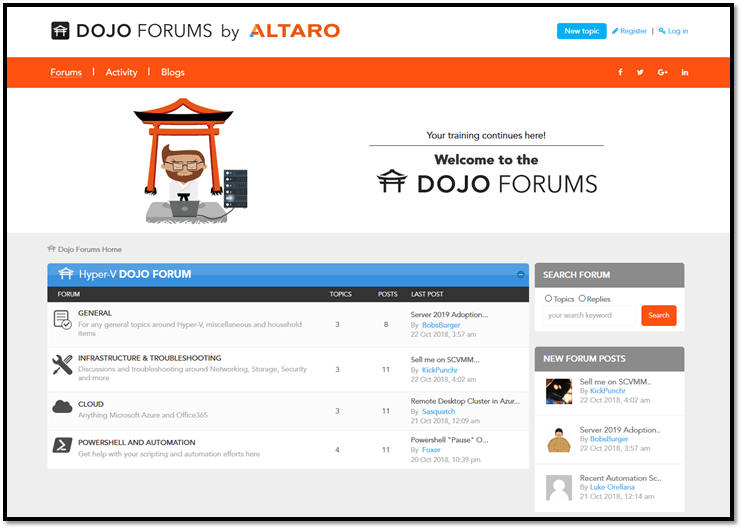 Altaro Hyper-V dojo forum