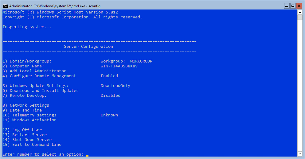 Windows Server Core Configuration Options