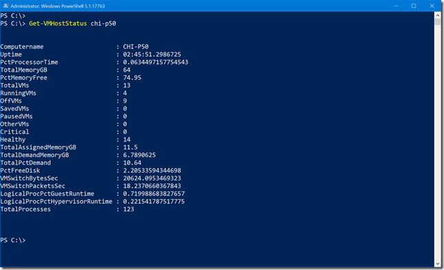 Get-VMHostStatus results