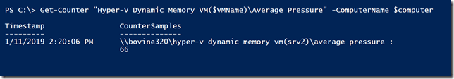 Getting Hyper-V Dynamic Memory Average Pressure