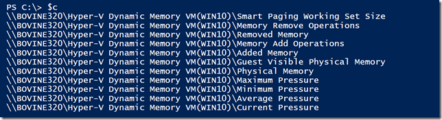 Dynamic Memory perfomance counters