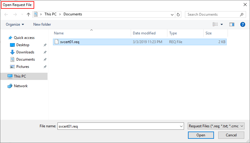 Open request file